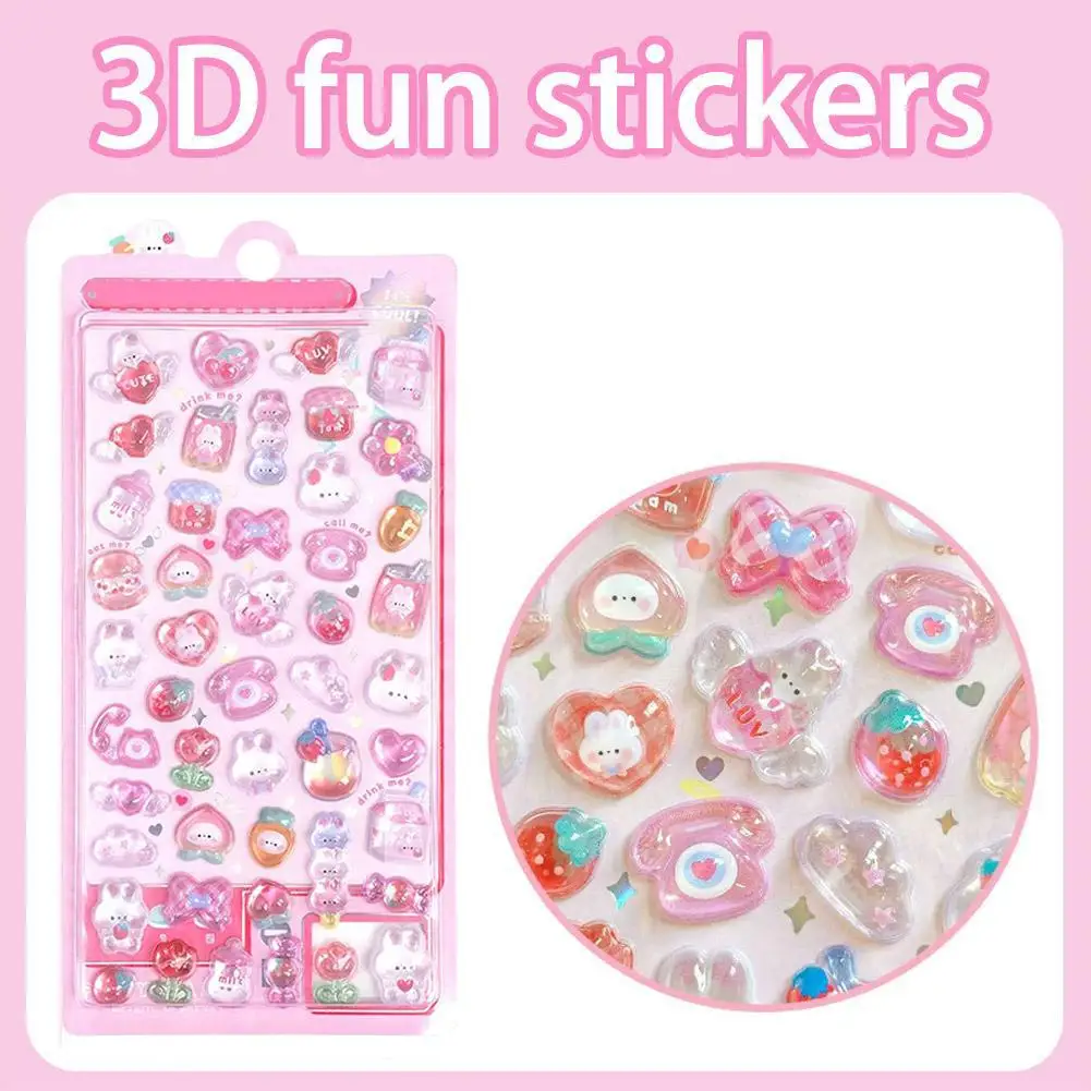 

Cartoon 3D Relief Drop Stickers Cute Animals Candy Ghost Scrapbooking Diy Journal Stationery Sticker Deco School Office Supplies