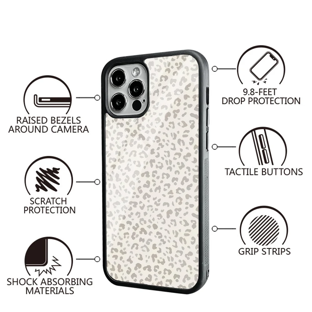 Scattered Cheetah Print Phone Case For IPhone 16 16pro 16plus 16promax Pro Plus Max Mirror Acrylic PC TPU Cover