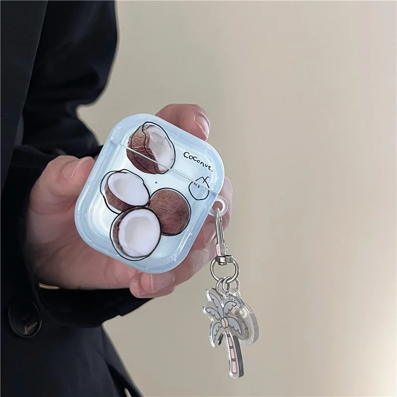 Summer Style Ice Blue Coconut Earphone Case for Apple Airpods Pro2 Case for Airpods 3 3rd Generation AirPod 2 1 Case