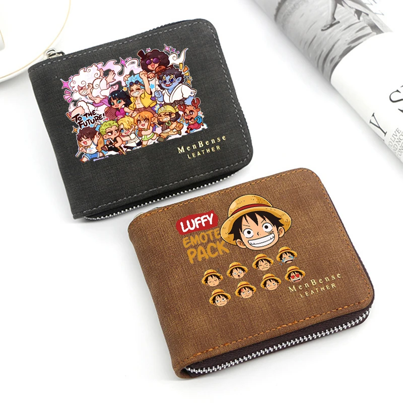 One Piece Herren Kurze Geldbörse Jungen Cartoon Anime LUFFY Portemonnaie Tragbarer Anime-Kartenhalter Münzbörse Geburtstagsgeschenk Neu 2026