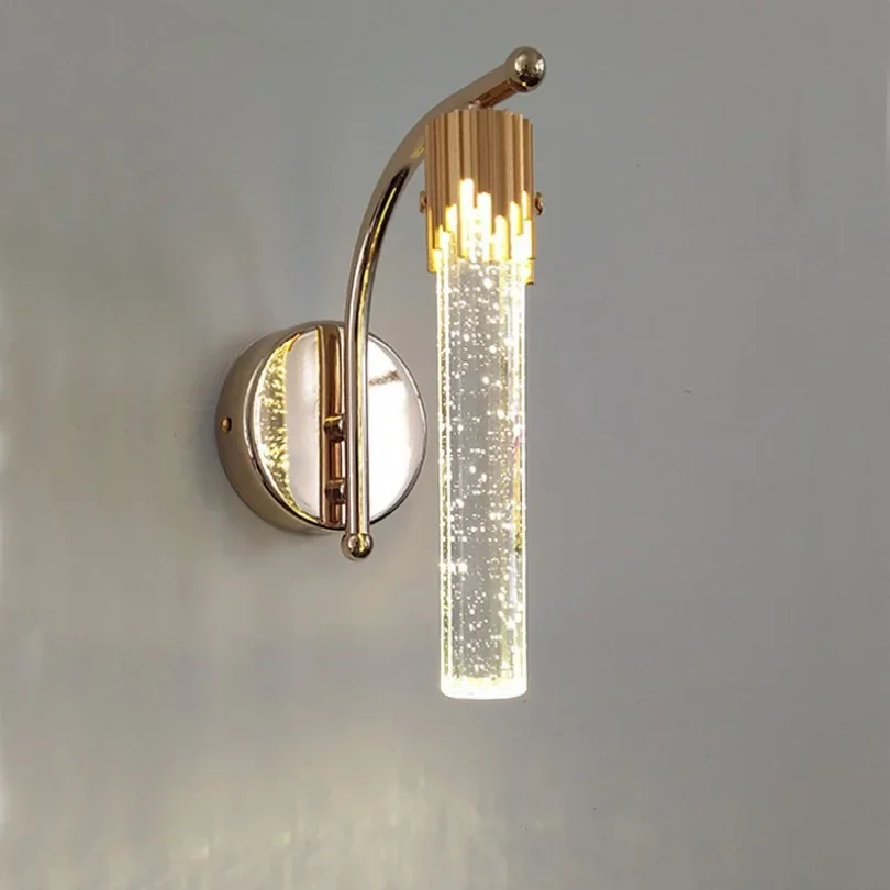 Modern Crystal Led Wall Sconce Light Background Lamp for Bedroom Bedside Living Room Hotel Decoration Lighting Lustres Bathroom