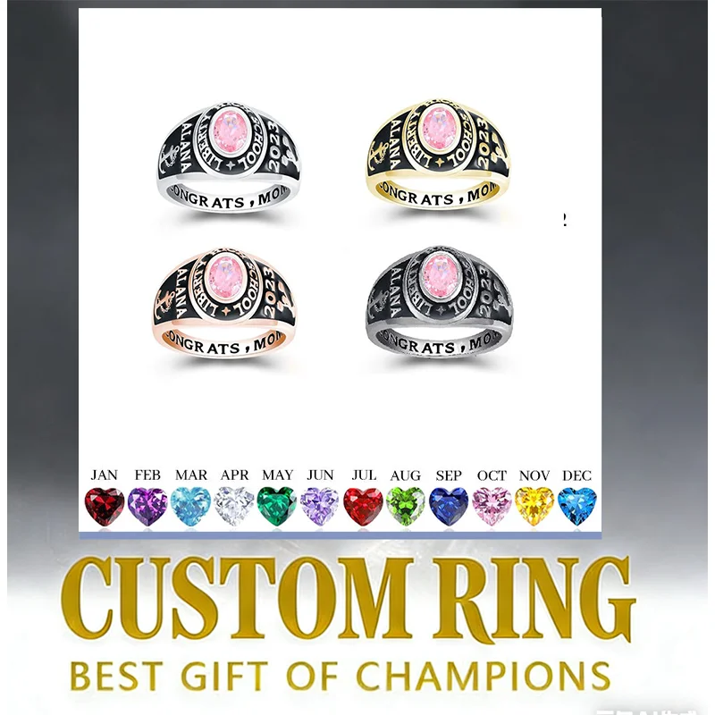

Customize the 2026 graduation ring, personalize the name and logo design, Memorial ring jewelry gift