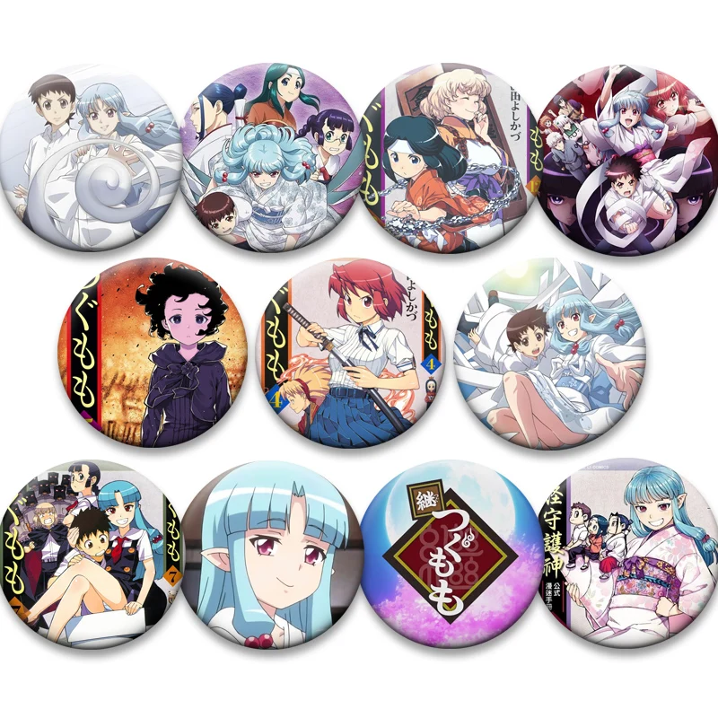 

Tsugumomo Comic Tinplate Pin Round Cartoon Brooches for Backpack Accessorie Anime Collection Badge Bag Decoration Exquisite Gift