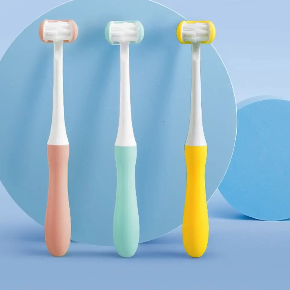 Higiene oral em forma de u envolto proteção de silicone crianças escova de dentes escova de cuidados orais escova de dentes das crianças três lados