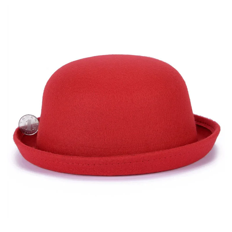 Autumn Winter Vintage Parent-child Imitation Wool Felt Top Hat Ladies Children\'s Kids British Fedoras Hat for Women Girl