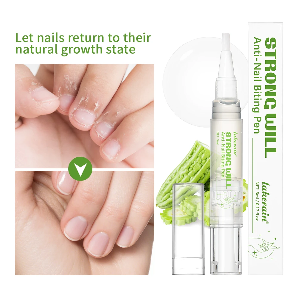 Strong Will Anti-Nagel-Beiß-Klick-Stift, stoppt das Beißen der Nagelpflege, verbessert das Nagel-Beiß-Verhalten, starker bitterer Aquamarin-Stift