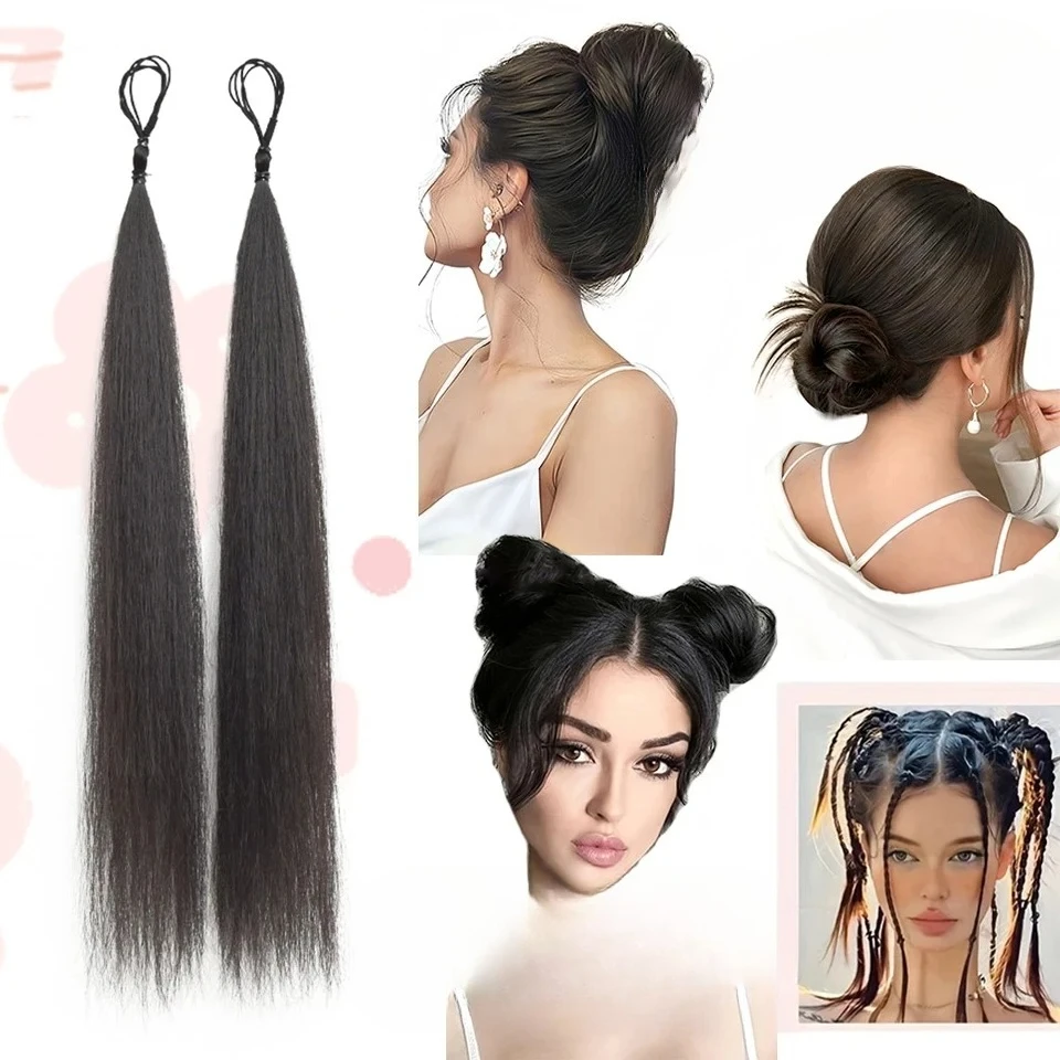 كعكة الشعر الاصطناعية مجعد مستقيم الشعر فوضوي كعكة Scrunchies أوبدو العصابات الشعر شريط مرن قطع الشعر للنساء حجم هامش 2026 #3