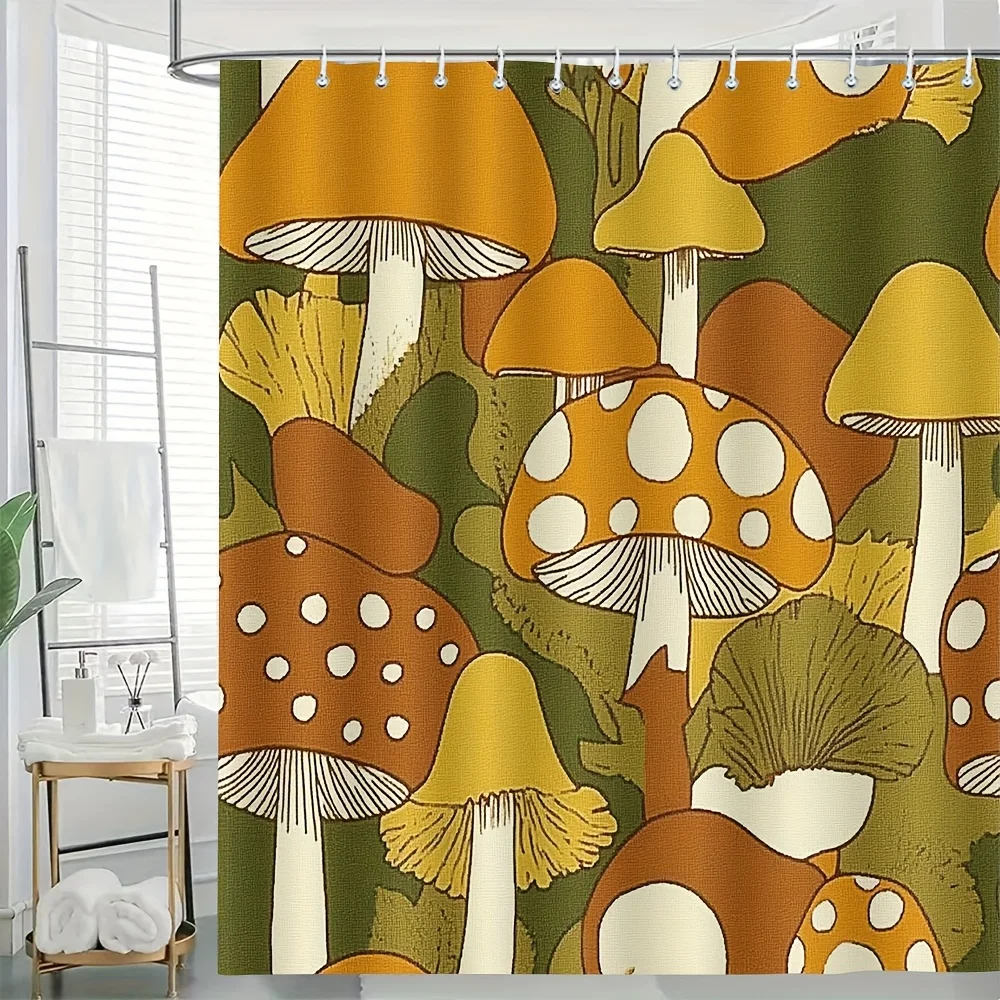 

Woodland Mushroom Shower Curtain Cottagecore Forest Nature Print Waterproof Bathroom Decor Liner 180x180cm