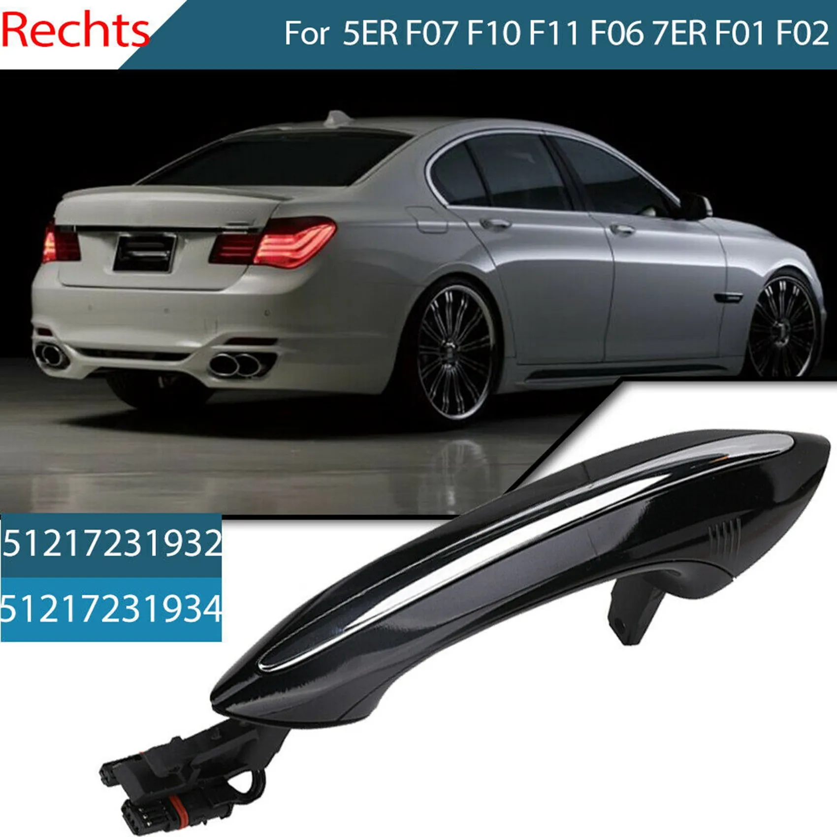 Black Car Front Right Exterior Comfort Access Door Handle for BMW 5 7 Series F01 F02 F06 F10 520D 520I 525D 528I