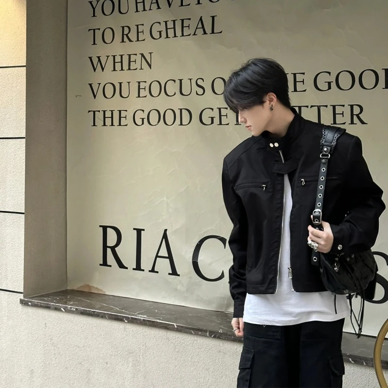 

Premium ort Men's Jaet Spring Autumn Sle American High Street Trend Motorcycle Jaet oulder Pads Functional Outerwear