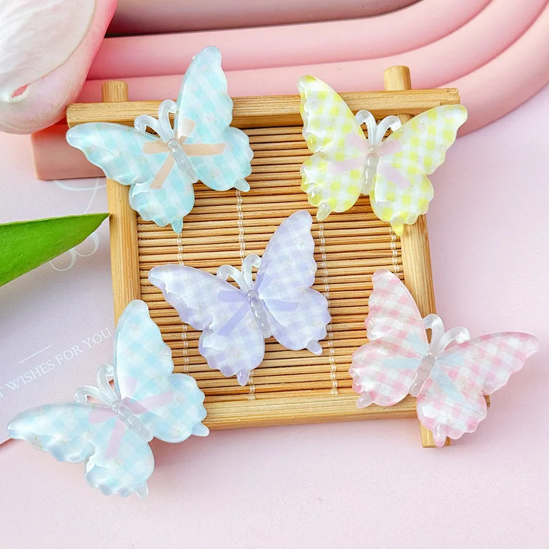 

5pcs Transparent butterfly hairpin DIY accessories cute summer new sweet student bangs hair accessories shoe buckle material who