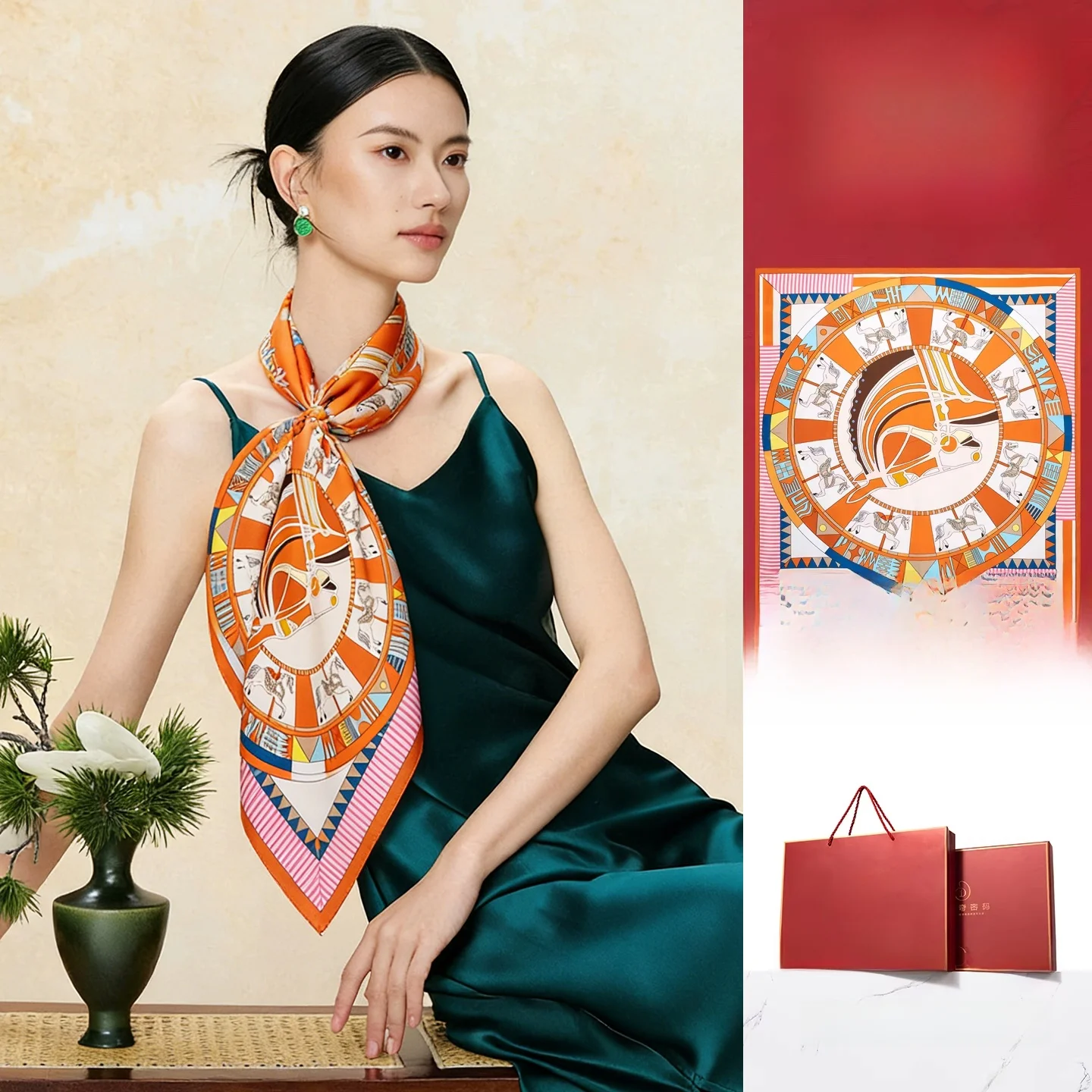 シルクスクエアスカーフ-70cm-ママスタイル-ネクタイ-シルクスカーフ-レディース-おしゃれ-多用途スカーフ-すべての年齢層向け-花柄プリント-シルクスクエア