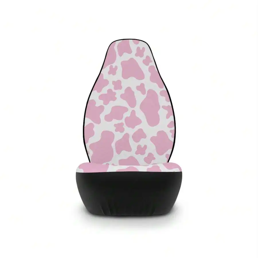 

2pcs Pink Cow Print Car Seat Covers For Front Seats Women Car Accessories