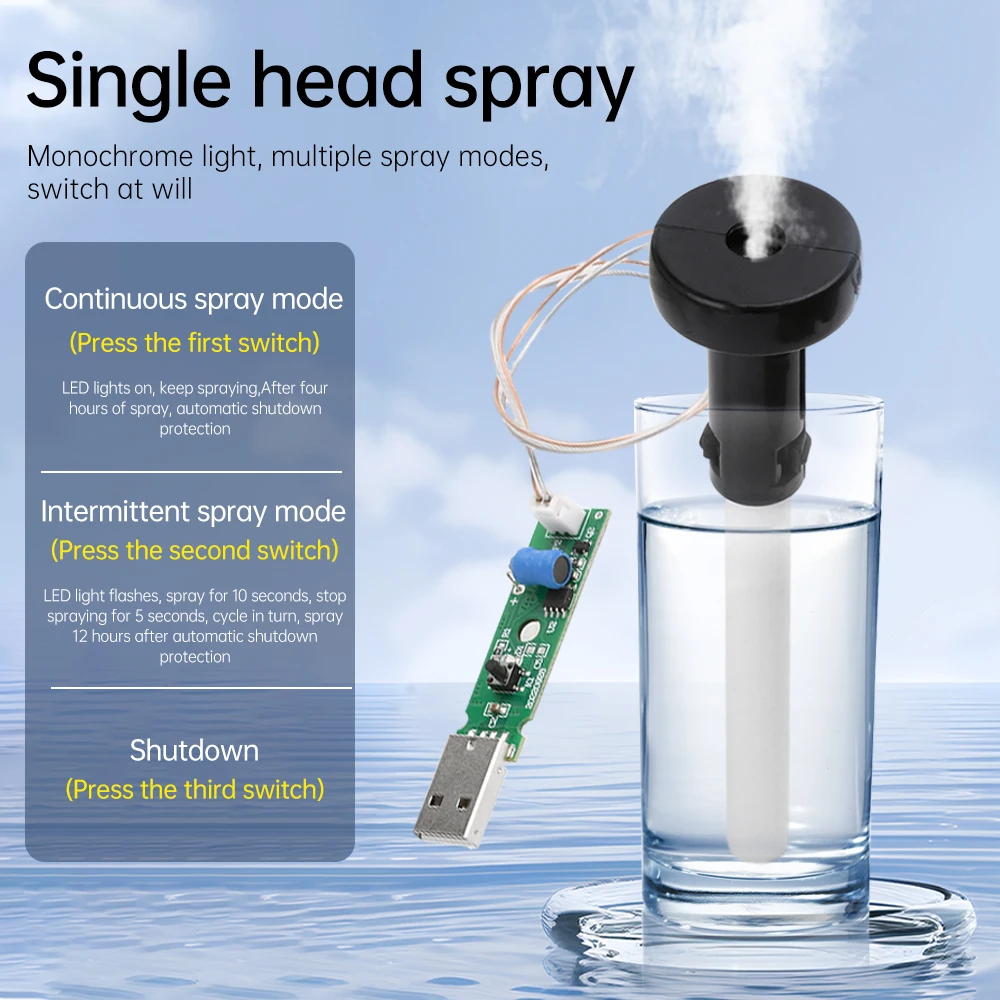 USB 5V 1.5-2W Ultrasonic Atomizing Humidifier Module Automatic Power-off DIY Moisturizing Transducer Mist Maker Atomize kit