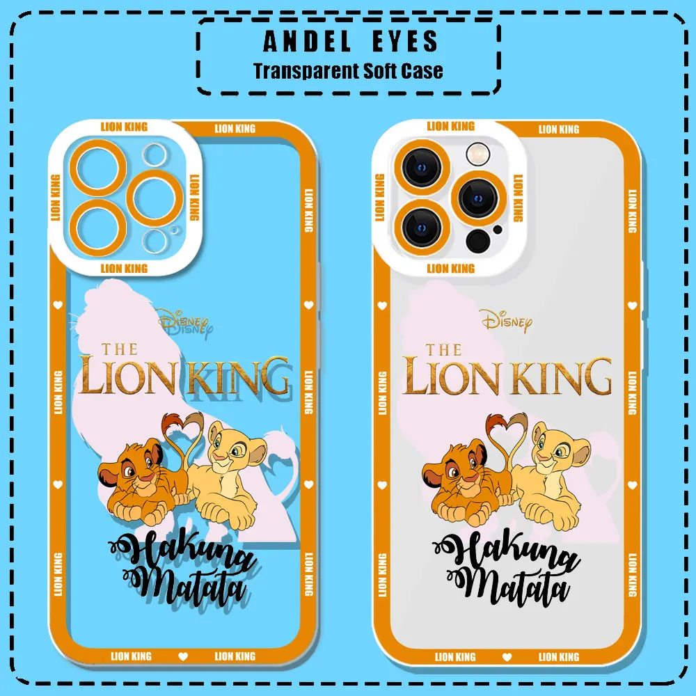 Disney King Lion Simba Hakuna Matata Case For iPhone 16 15 ProMax 14 Plus 12 13 Mini 11 14 15 16 Pro Max Cases Transparent Cover