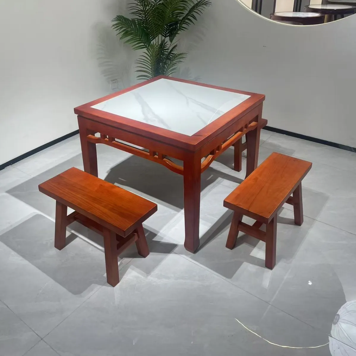 

Chinese dining table, rectangular, antique, table and chair combination, restaurant, commercial