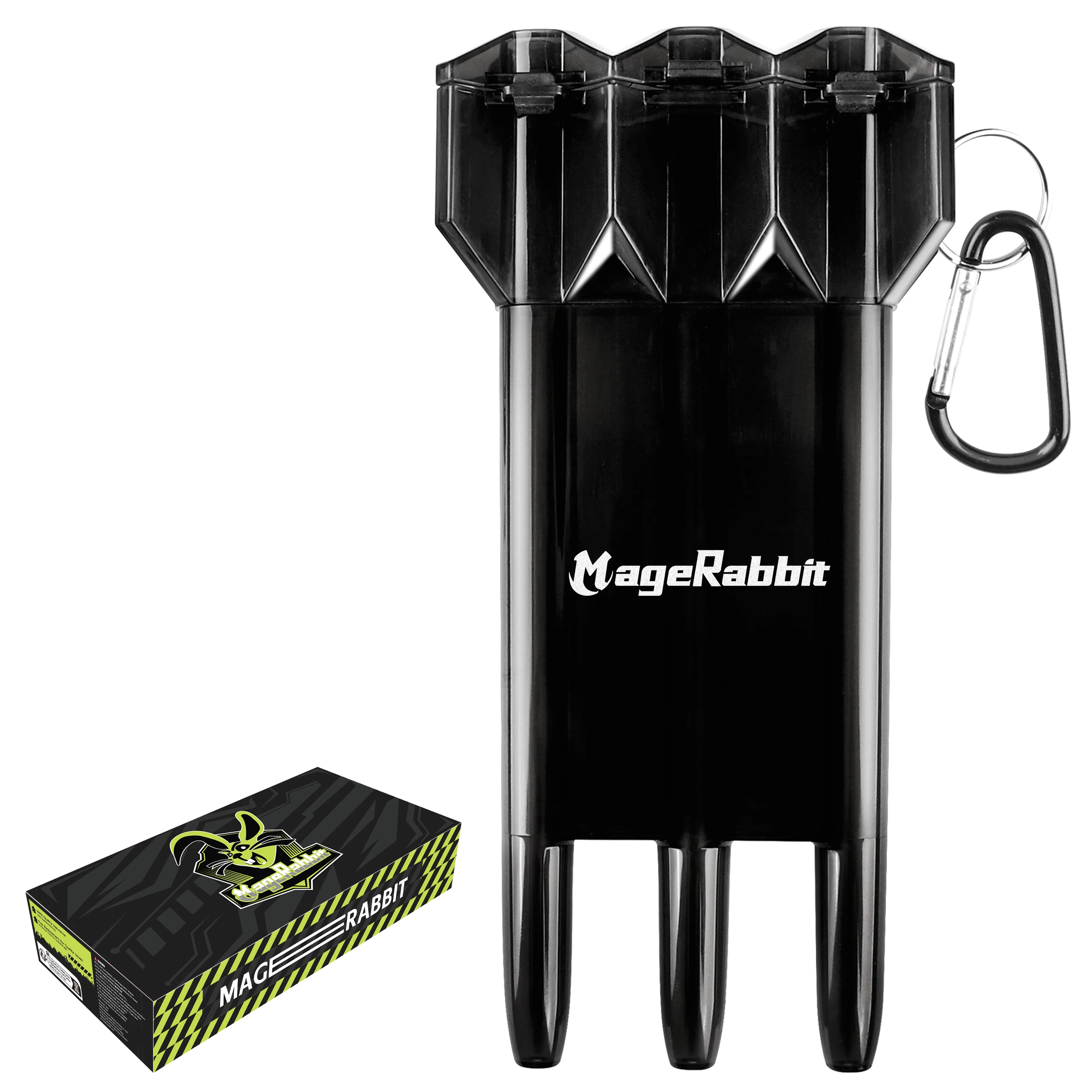 

MageRabbit Dart Case, Storage Set of 3 Darts with Integrated Dart Flight and Shaft System, Darts Storage Box (Black)