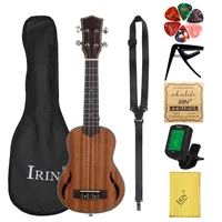 Mini Guitarra Hawaiana de caoba, ukelele con bolsa, afinador de cuerdas, accesorios de Guitarra, 4 cuerdas, 21 pulgadas