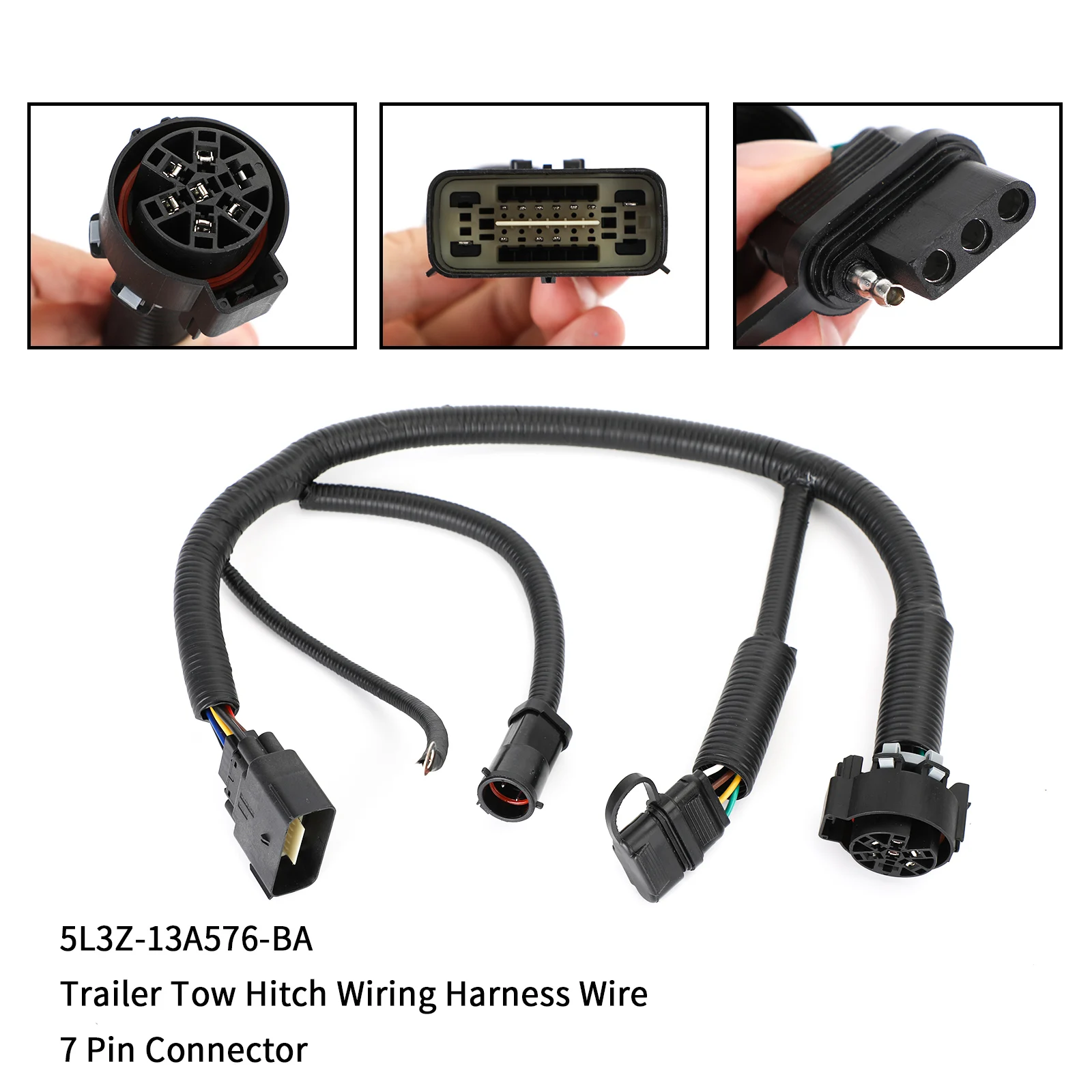 Artudatech Trailer Tow Hitch 7 Pin Connector Wiring Harness Wire For 05-08 Ford F-150 Car Accessories