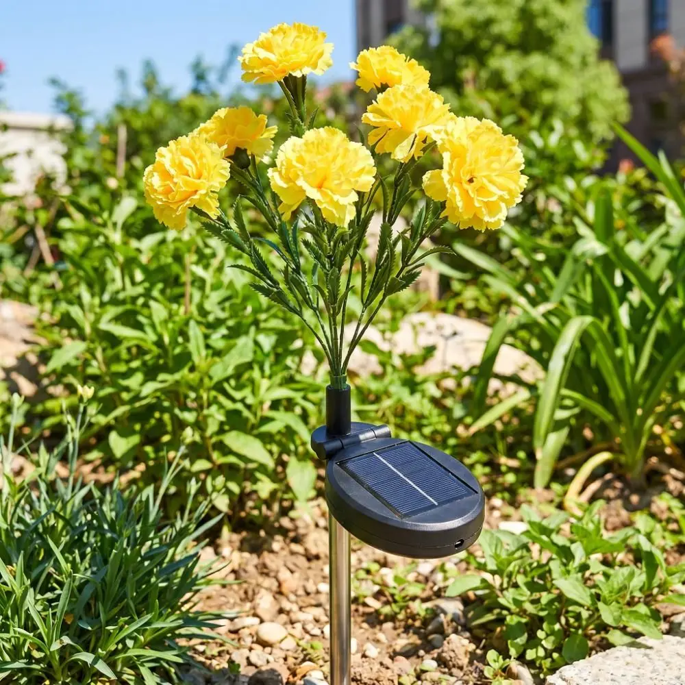 Carnation Solar Stake Lights EnvironmentProtection Zero Electricity Cost Landscape Lamp Highlight Plug and Play Lawn Lamp