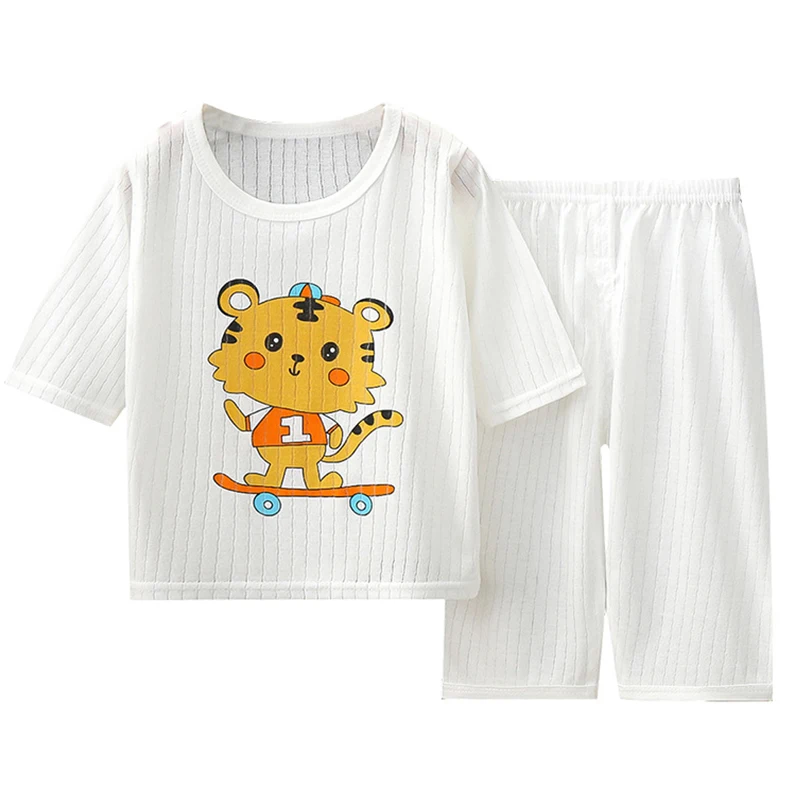 2Piece Set Summer Children Clothes Girls Boys Cartoon Cute Casual Short Sleeve Cotton Baby Tops+Loose Pants Kids Clothing BC714