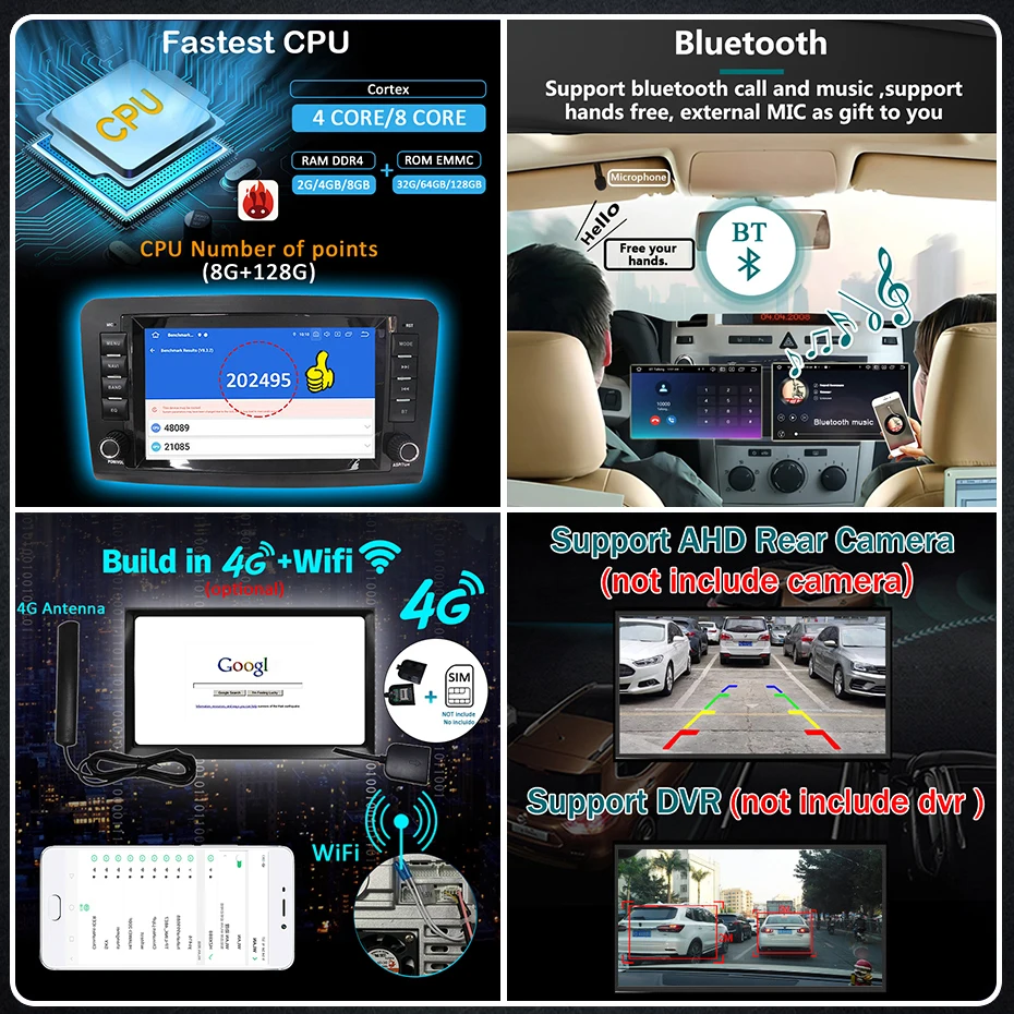 Radio para Auto con Pantalla de 8'' Android 15, CarPlay Inalámbrico, Estéreo para Mercedes-Benz Clase ML W164 ML300 ML350 ML450 ML500 ML320 2005-2012, Autoradio Bluetooth, Reproductor Multimedia, Navegación GPS 2DIN 6