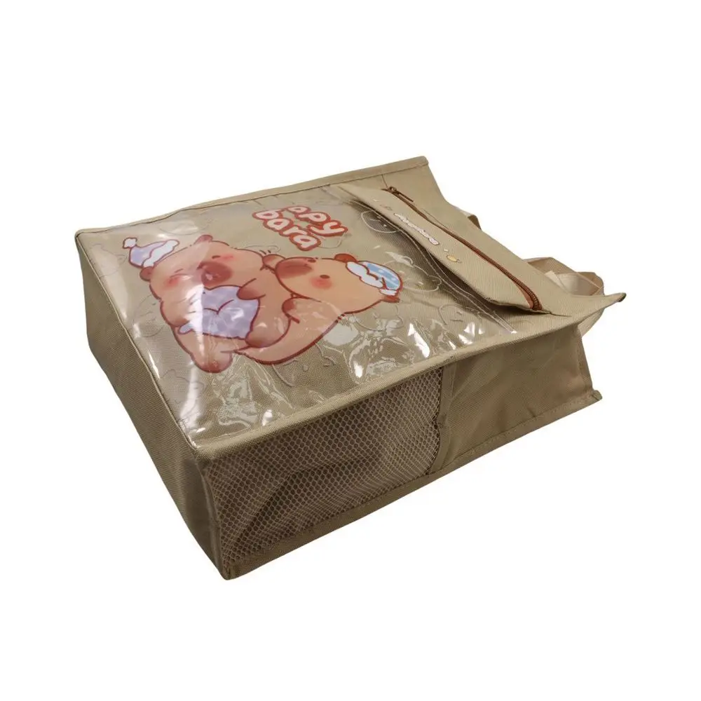 Lightweight Capybara Handbags Transparent Pocket Reusable Canvas Tote Bags School Supplies Large Capacity