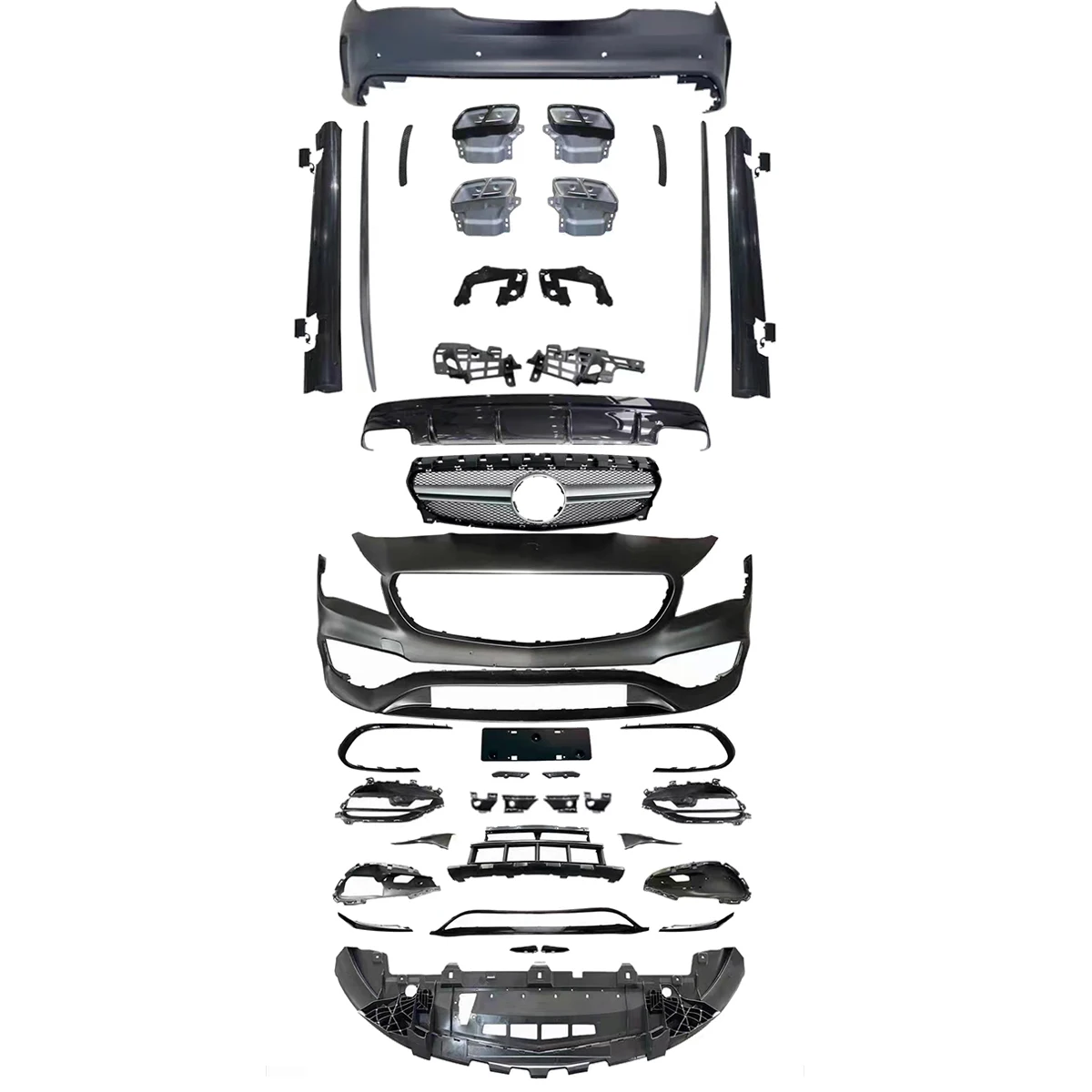 

Front and Rear Bumper Assembly for Mercedes benz CLA Class W117 2013-2019 Upgrade CLA45 AMG Body Kit with Grille Rear Diffuser