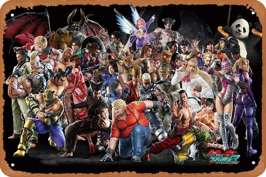 Tekken Game Poster Metal Tin Sign for Wall Decorative Metal Signs College Dorm, Childrens Room, Games Room, Game Room Sign, Vide