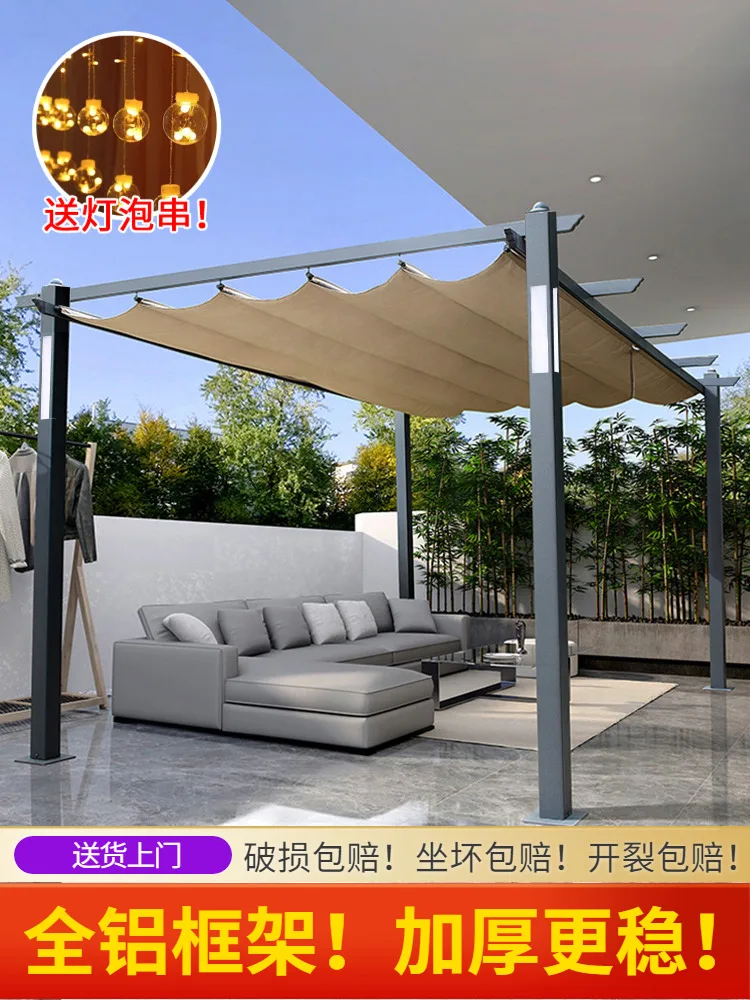 

Outdoor courtyard grape trellis awning Outdoor aluminum climbing garden awning villa parking garage