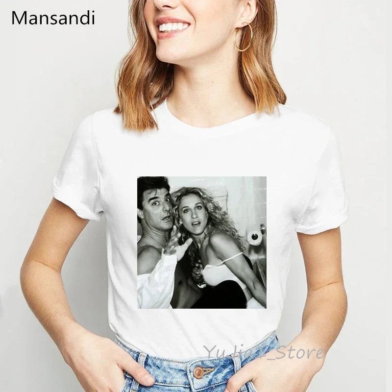 Vintage Style Sex And The City Print Sexy T Shirt Women Streetwear Female T-Shirt Woman Friends Tshrit Tops White Shirt