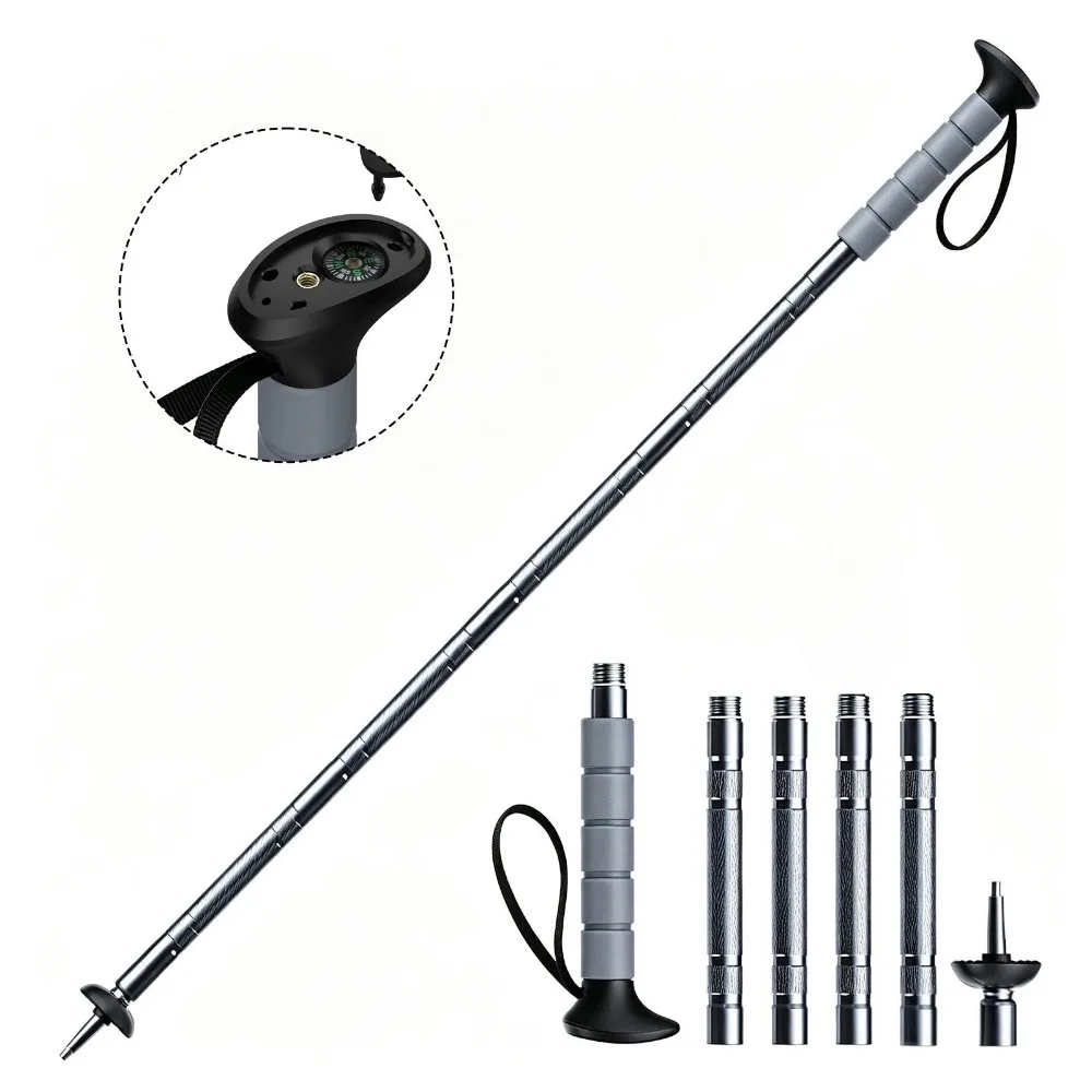 baton-de-trekking-multifonctionnel-en-alliage-d'aluminium-a-5-sections-avec-lampe-torche-laser-integree-et-perche-a-selfie-retractable