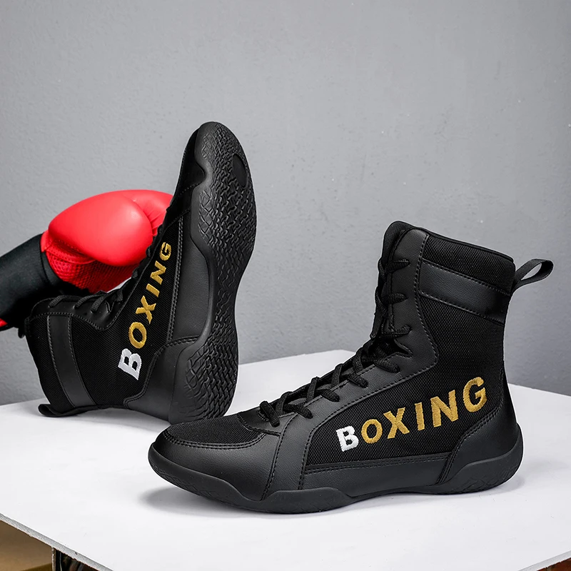 Male Boxing Fighting Boots High Top Mens Wrestling Sport Shoes Gym Fitness Youth Wrestling Fight Boxer Training Sneakers