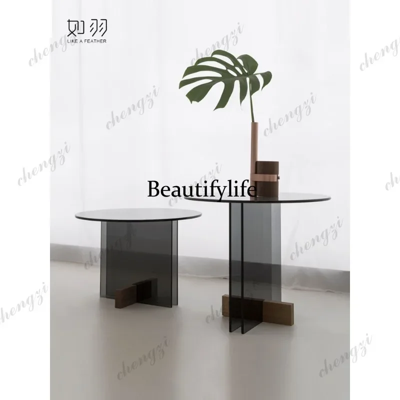 CC178 Modern simple glass coffee table living room coffee table designer high-grade tempered glass edge table