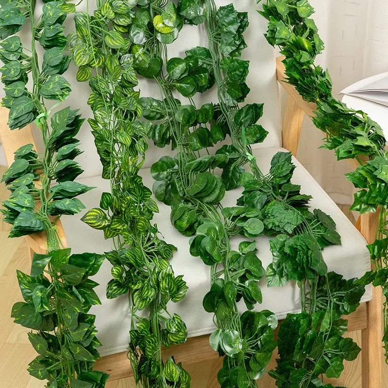 

1pcs Simulation rattan air conditioning decoration rattan grape leaves simulation ivy green leaves fake flower rattan