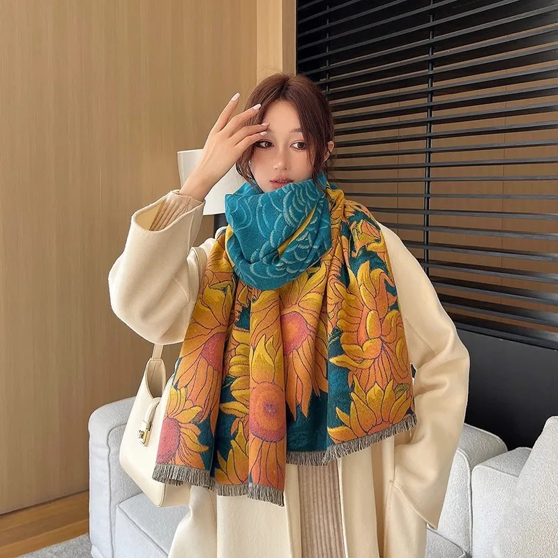 Echarpe-cyrena-kaer-thiened-camere-a-motif-floral-peint-a-l'huile-longue-et-rectangulaire-pour-femme-ideale-pour-l'automne-et-l'hiver-style-jeune-et-vegetal