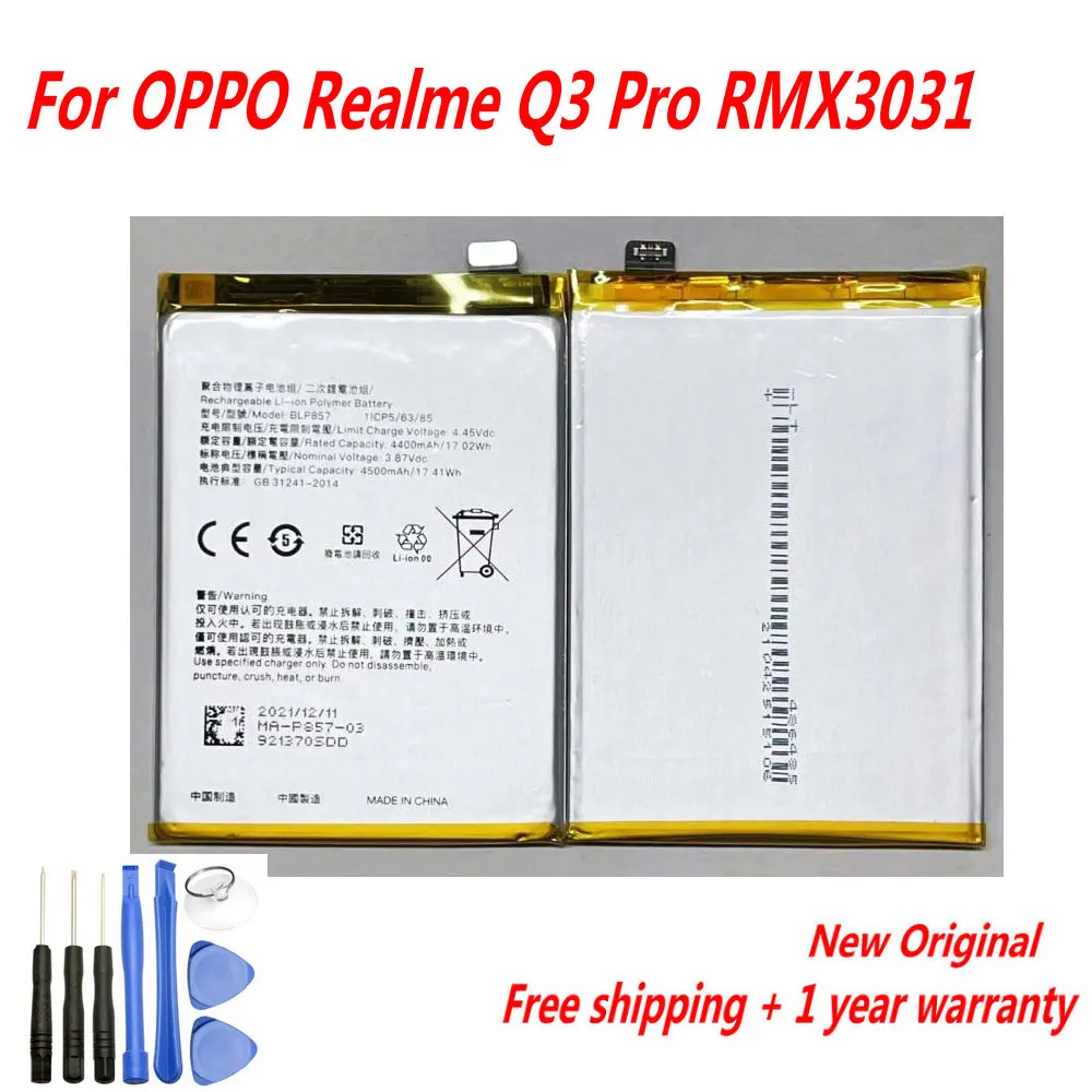 NEW Original 3.87V 4500mAh BLP857 Battery For OPPO Realme GT NEO / Realme Q3 Pro RMX3031 Mobile Phone