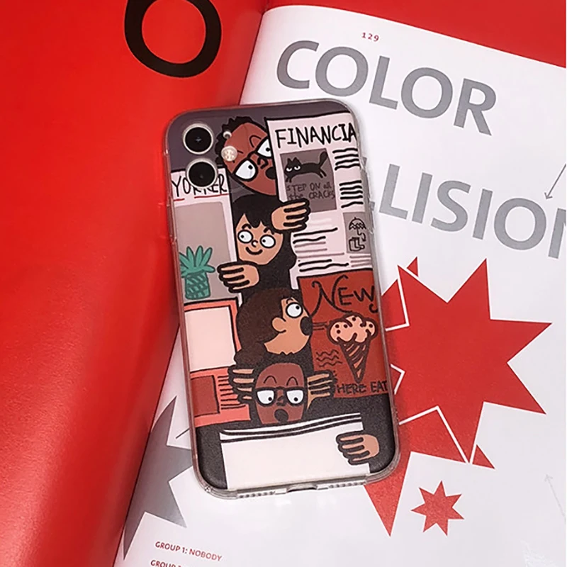 Lustige Bildansicht Zeitung New York Times iPhone 11 12 13 Pro Max X XS XR 7 8 Plus Klare, stoßfeste Linse, weiche Hülle