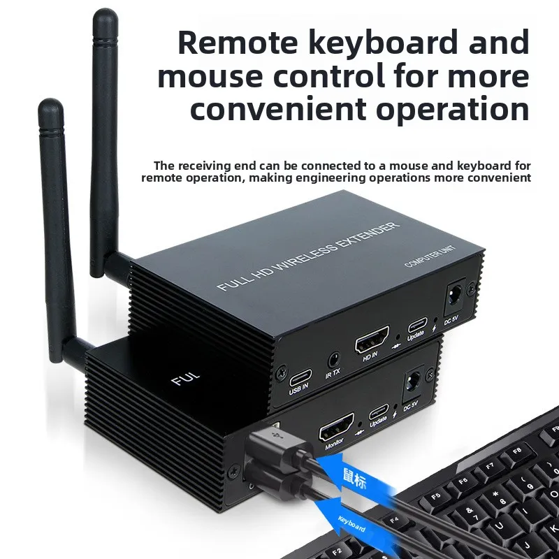 Wireless KVM Extender 200M 1080P 60Hz HDMI Video Audio Transmitter Receiver Kit For USB DVD STB DTV HDTV Keyboard Mouse