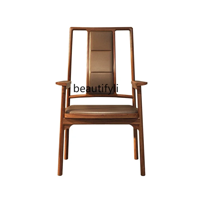 

V New Chinese Study Study Chair North America Black Walnut Wooden Chair Light Luxury and Simplicity Solid Wood Furniture