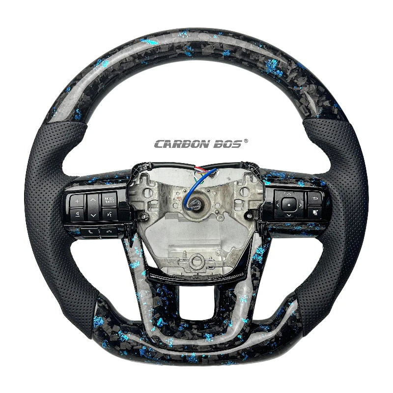 

Auto Accessories Hot for Toyota Hilux Blue Forged Carbon Fiber Steering Wheel for Toyota Car Handle One Piece Delivery 2012-2024