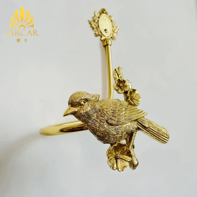 Exquisite Pure Copper Wall Hooks Flower and Bird Brass Decorative Wall Hooks American Retro Wall Hanging Curtain Hooks