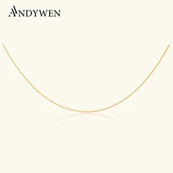 ANDYWEN 925 Sterling Silver Gold Snake Chain Choker Necklace 2021 Women Wedding Fine Jewelry Round Rock Punk Jewelry Luxury