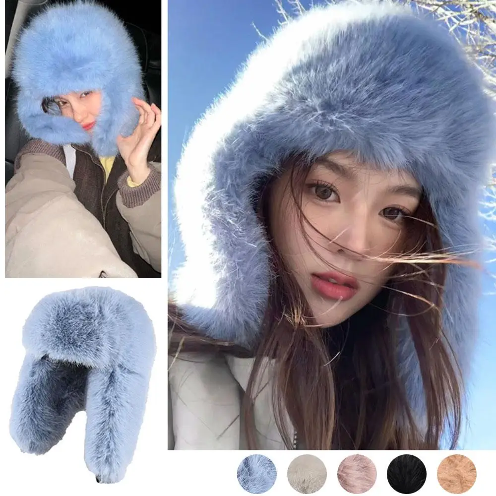 أزياء المرأة أفخم رقيق منفذها القبعات الشتاء الدافئة الصياد طيار جندي إيرفلاب يندبروف الدافئة سدادات حماية الأذن قبعة تزلج بيني #2