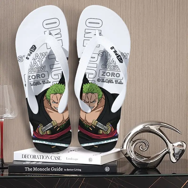 One Piece anime peripheral flip-flops Luffy Zoro creative cartoon outdoor daily anti-slip clip-on summer couple slippers gift