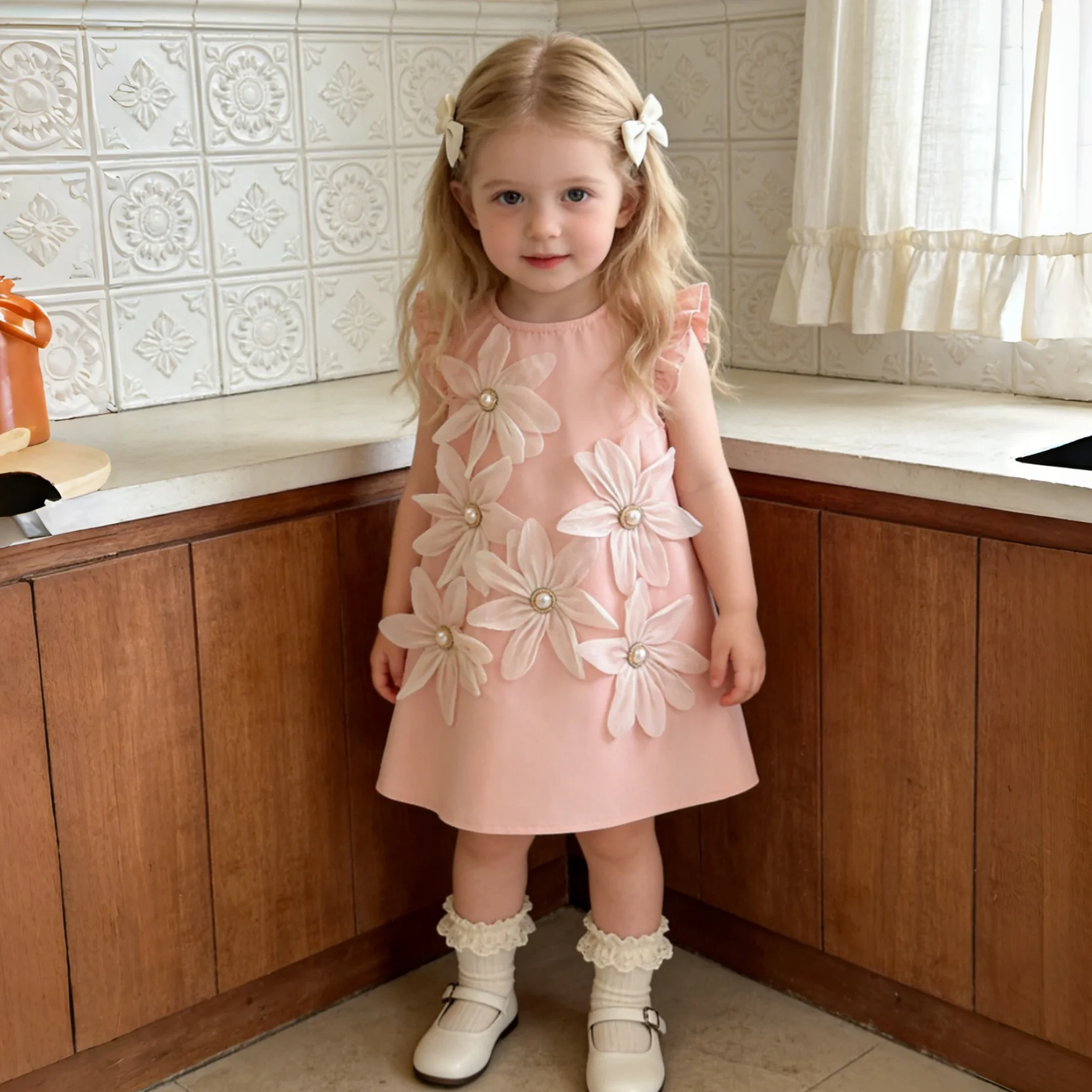 

Детское платье, летнее хлопковое платье без рукавов с цветочным принтом для маленьких девочек, очаровательное свадебное платье принцессы для девочек, одежда для маленьких девочек