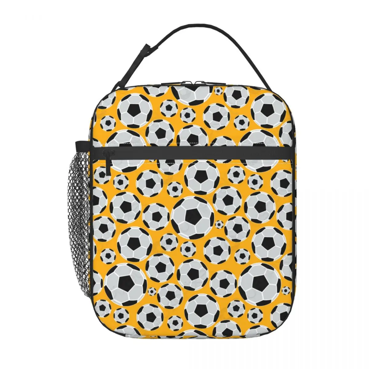 Lunch Bag isolado para mulheres e crianças, refrigerador térmico à prova de vazamento, padrão de futebol e futebol, escola e crianças