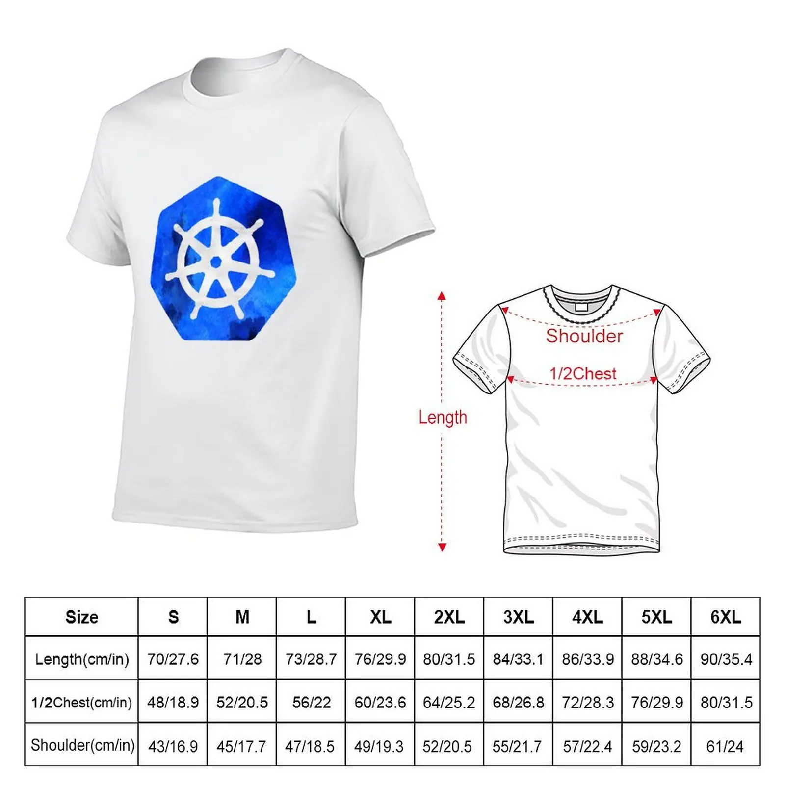 Kubernetes Watercolor Drawn Logo Shell Ubuntu Coder Programmer T-Shirt essential t shirt man t shirts for men casual T-Shirt