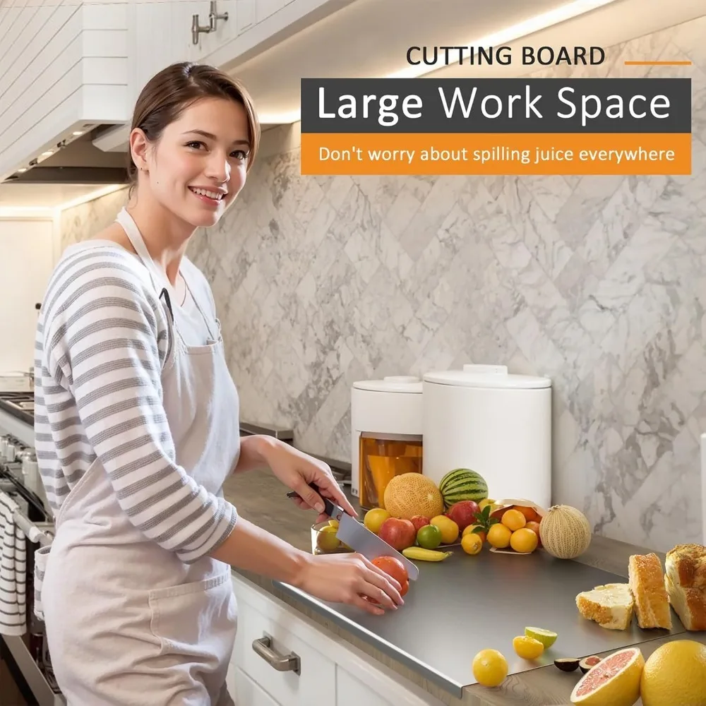 

D5 Kitchen Tool Cutting Board Food Grade 304 Stainless Steel Cutting Board Non slip Edge Suitable for Cutting Vegetable Pastries