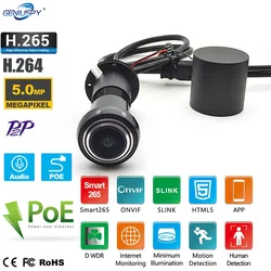 Super HD 5MP Wired Door Eye IP POE Camera With Mic 170degree Fisheye Video Eye Home Security Surveillance Door Network Camera